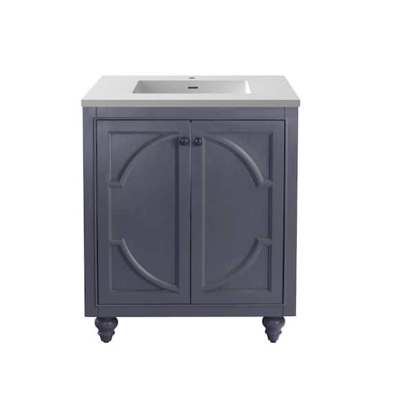 Laviva Odyssey 30 in. W x 22 in. D x 34.5 in. H Bathroom Vanity in Maple Grey with Matte White Solid Surface Top