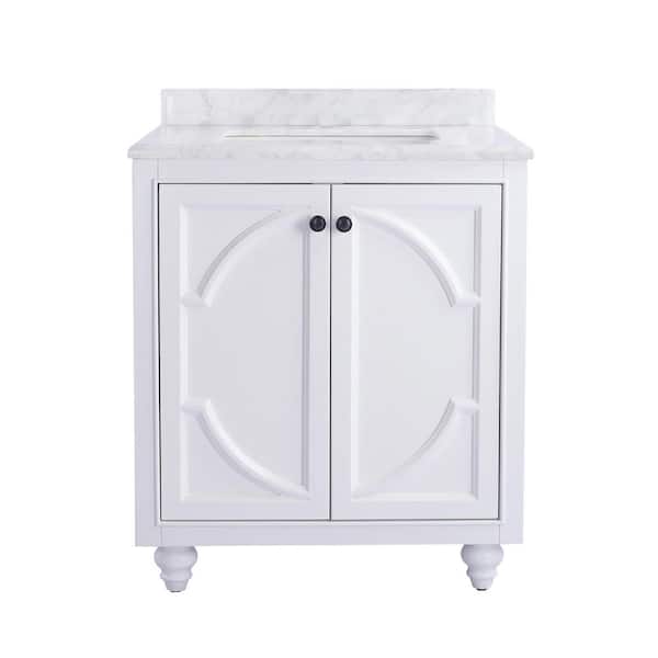 Laviva Odyssey 30 in. W x 22 in. D x 34.5 in. H Bathroom Vanity in White with White Carrara Marble Top