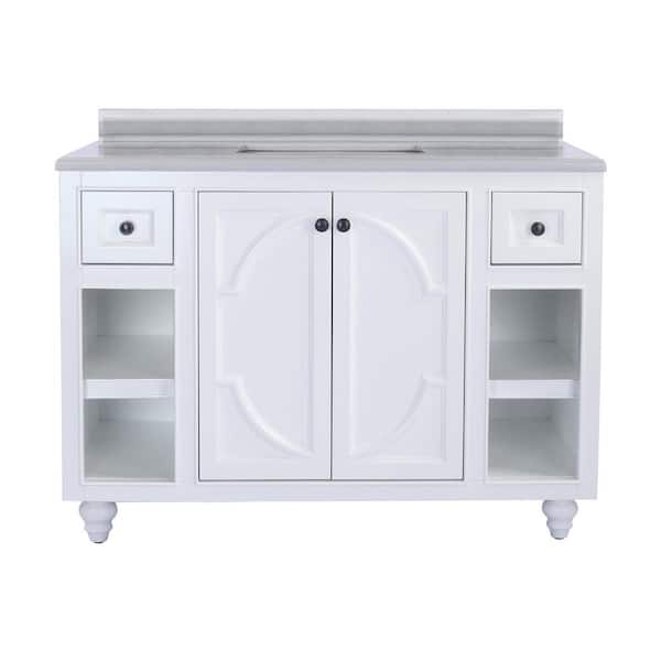 Laviva Odyssey 48 in. W x 22 in. D x 34.5 in. H Bathroom Vanity in White with White Stripes Marble Top