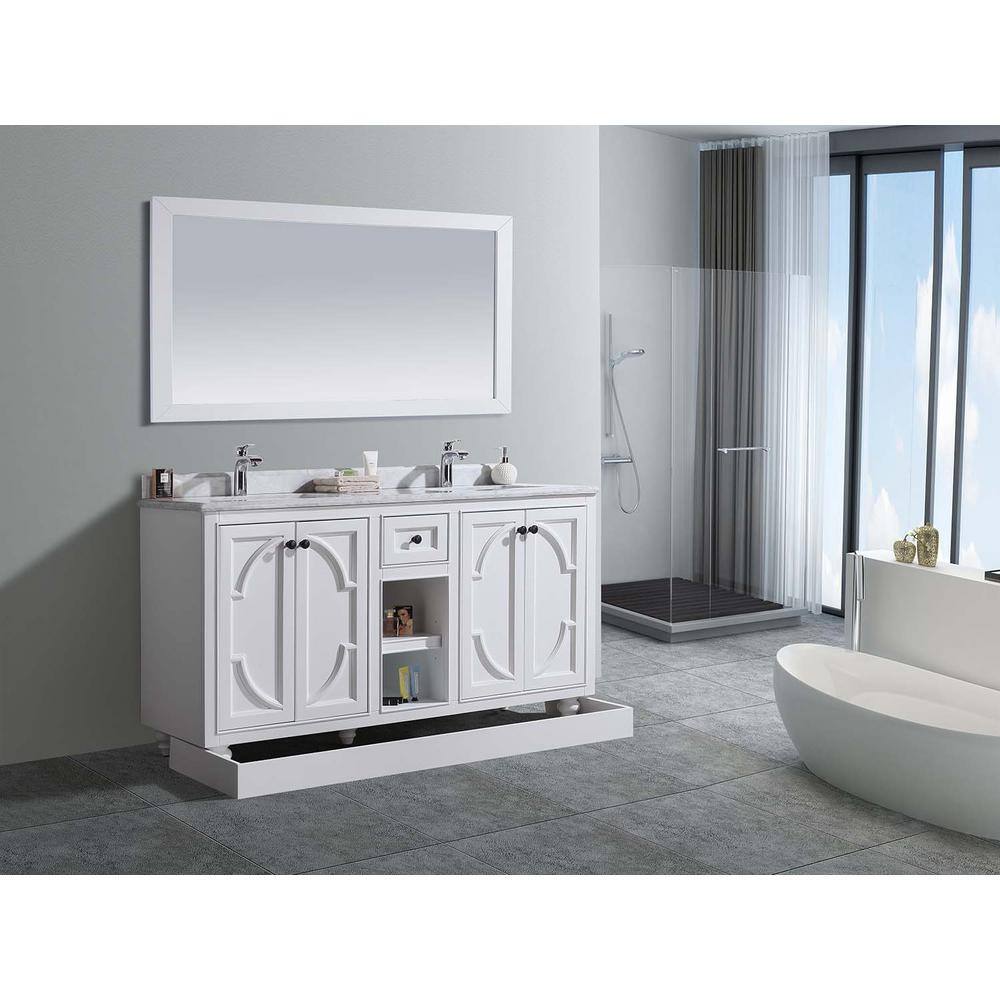 Laviva Odyssey 60 in. W x 22 in. D x 34.5 in. H Bathroom Vanity in White with White Carrara Marble Top