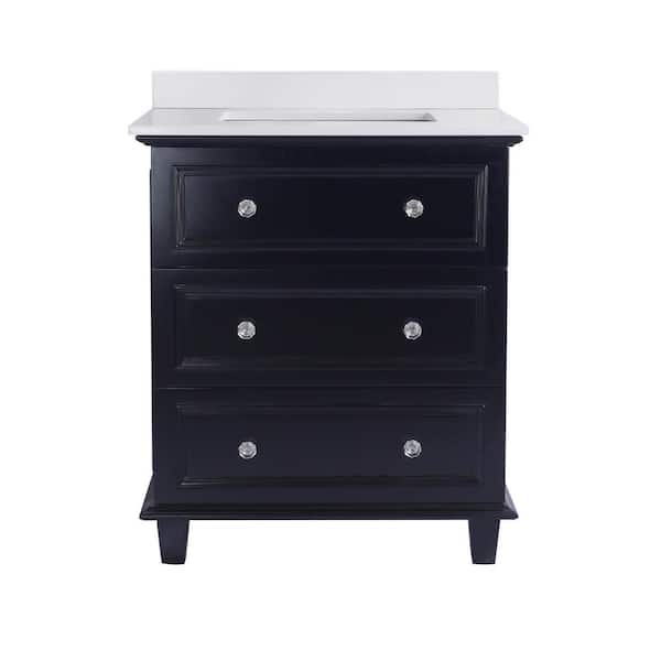 Laviva Luna 30 in. W x 22 in. D x 35 in. H Bathroom Vanity in Espresso with White Quartz Top