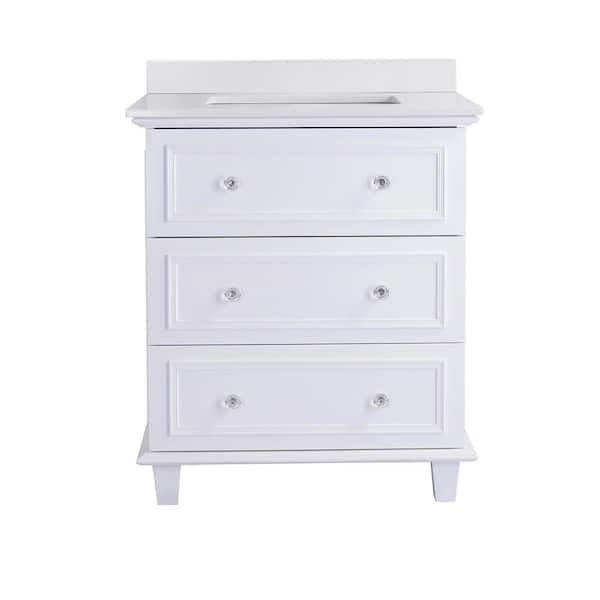 Laviva Luna 30 in. W x 22 in. D x 35 in. H Bathroom Vanity in White with White Quartz Top