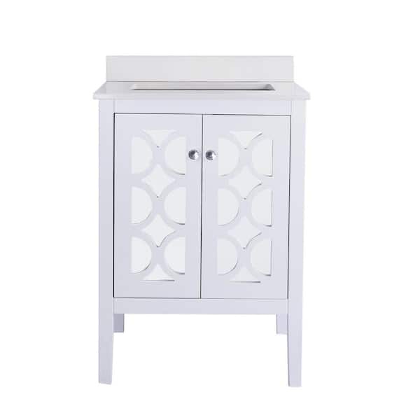 Laviva Mediterraneo 24 in. W x 22 in. D x 34.5 in. H Bathroom Vanity in White with White Quartz Top