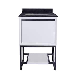 Laviva Alto 24 in. W x 22 in. D x 35 in. H Bathroom Vanity in White with Black Wood Marble Top