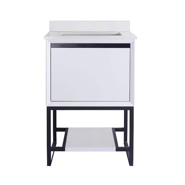 Laviva Alto 24 in. W x 22 in. D x 35 in. H Bathroom Vanity in White with White Quartz Top