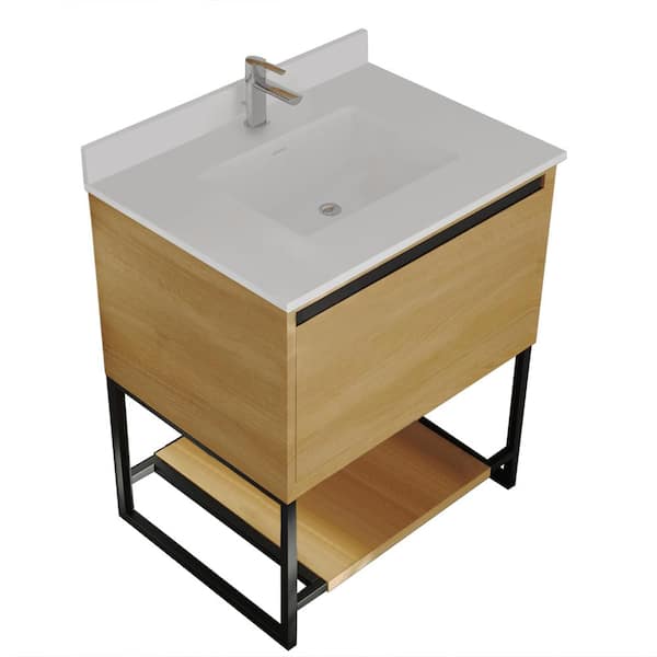 Laviva Alto 30 in. W x 22 in. D x 35 in. H Bathroom Vanity in California White Oak with White Quartz Top