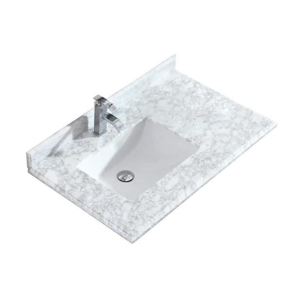 Laviva Odyssey 36 in. W x 22 in. D Carrara Marble Vanity Top in White with White Rectangular Single Sink