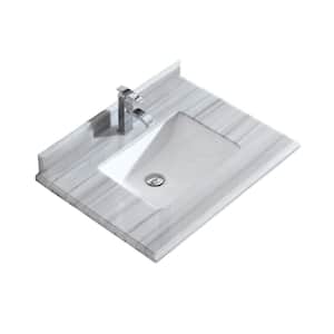 Laviva 30 in. W x 22 in. D Marble Vanity Top in Black Wood with White Rectangular Single Sink