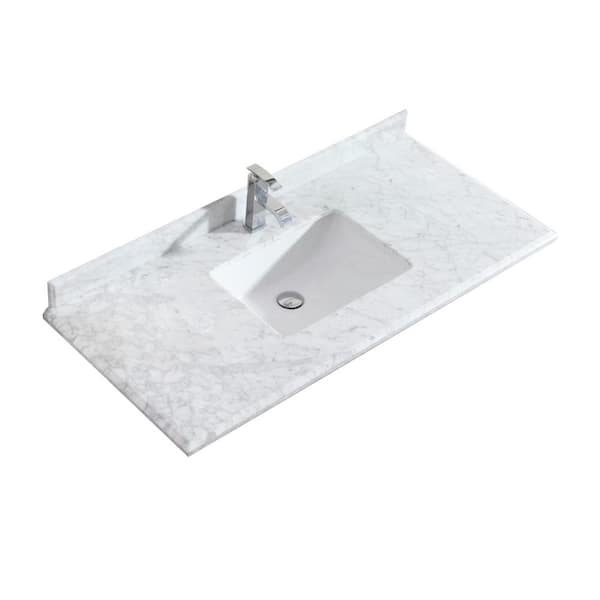 Laviva 48 in. W x 22 in. D Carrara Marble Vanity Top in White with White Rectangular Single Sink