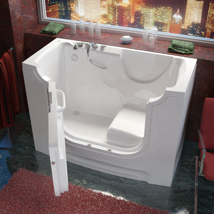 MediTub 3060WC Wheel Chair Accessible 30 x 60 White Bathtub, Whirpool & Air Jets Add-Ons 3060WCALWS