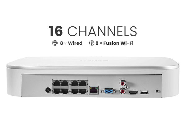 Lorex Fusion 4K 16-Channel 2TB NVR System with Dome Cameras featuring Listen-In Audio