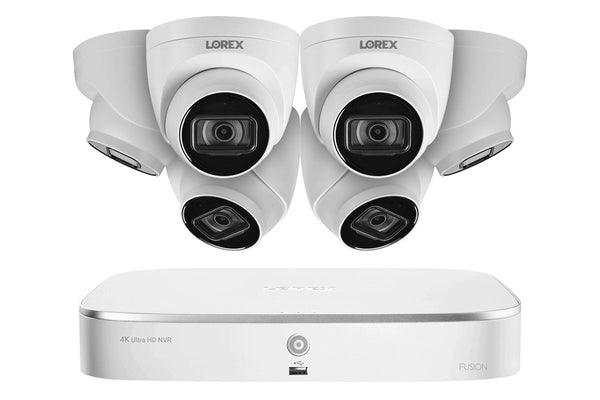 Lorex Fusion 4K 16-Channel 2TB NVR System with Dome Cameras featuring Listen-In Audio