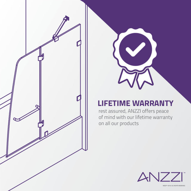 ANZZI 5 ft. Acrylic Rectangle Tub With 48 in. by 58 in. Frameless Hinged tub door SD1101BN-3060R