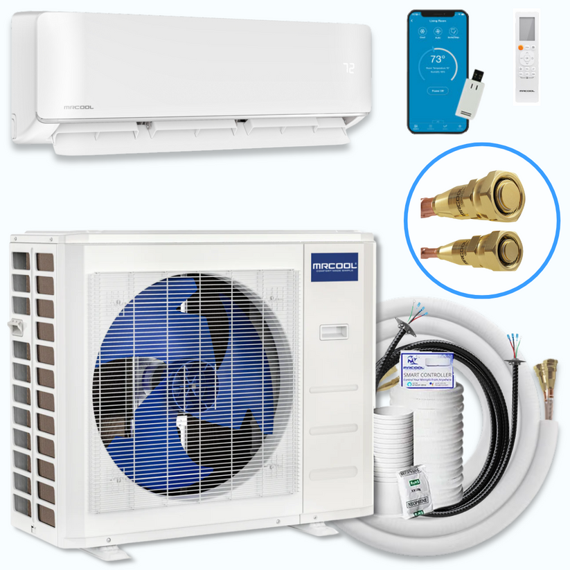 MRCOOL DIY® 5th Gen E Star 12,000 BTU Single Zone Mini Split Complete System 115V with 25 ft. DIY Quick Connect Line Set and DIYPRO Cable, DIY-12-HP-WM-115D25-O