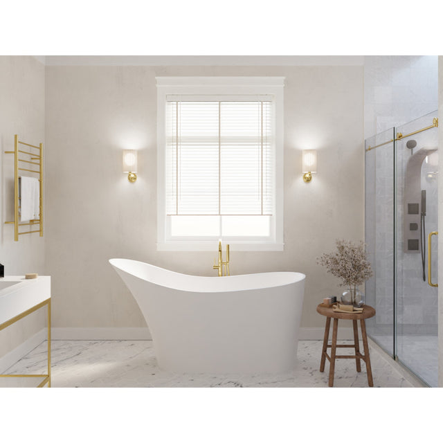 ANZZI Tuasavi 5.6 ft. Solid Surface Center Drain Freestanding Bathtub FT-AZ8418