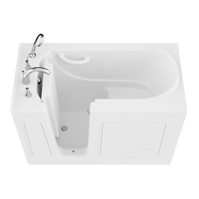 ANZZI 26 in. x 53 in. Left Drain Quick Fill Walk-In Soaking Tub in White AMZ2653LWS