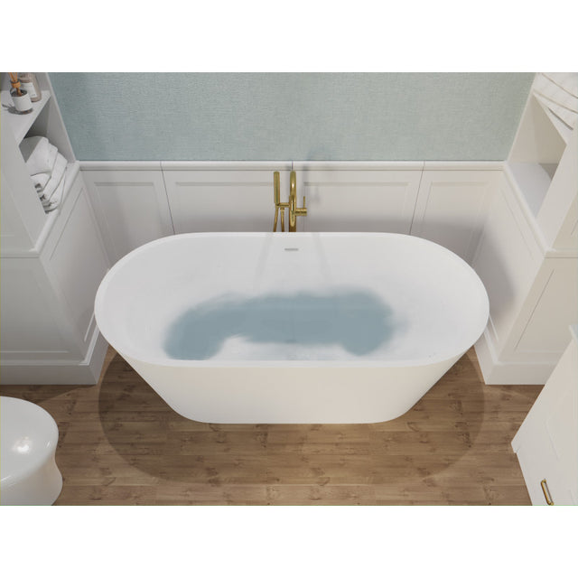 ANZZI Kosima 5.6 ft. Solid Surface Center Drain Freestanding Bathtub FT-AZ8414