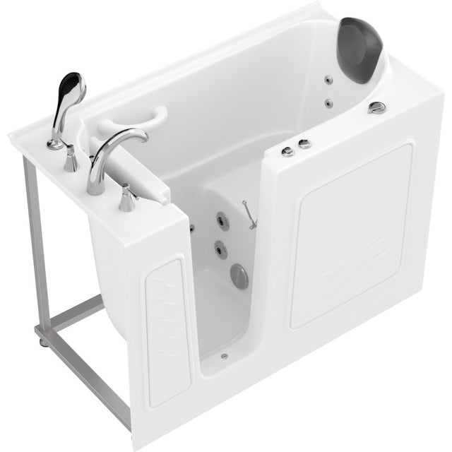 ANZZI 53 - 60 in. x 26 in. Left Drain Whirlpool Jetted Walk-in Tub in White AMZ2653LWH-CP