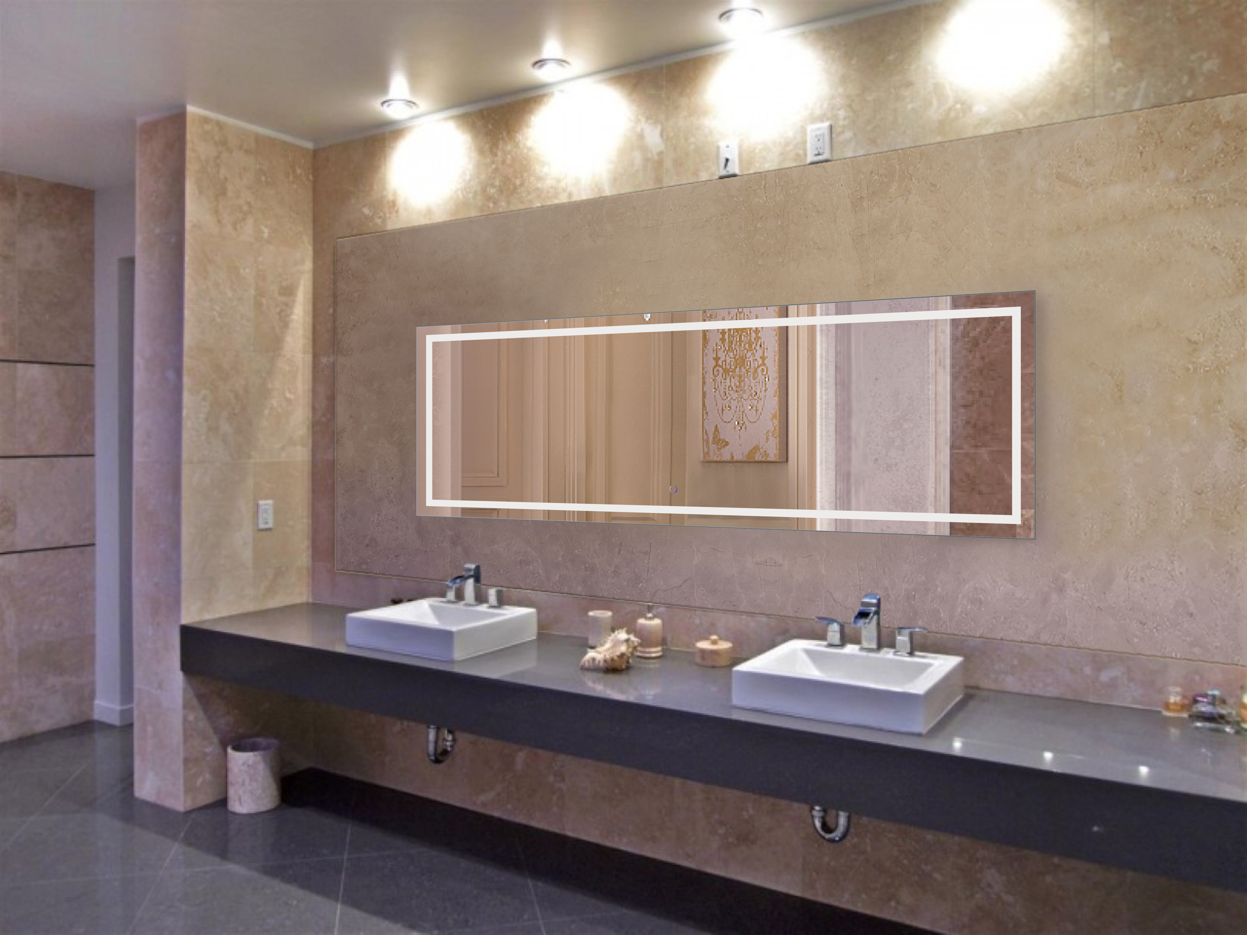 Krugg Icon 84″ X 30″ LED Bathroom Mirror w/ Dimmer & Defogger | Large Lighted Vanity Mirror