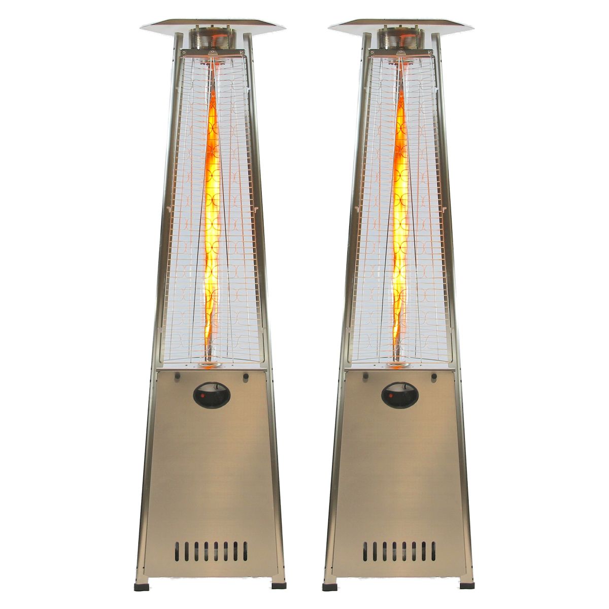 Radtec Two Pack: 93" Pyramid Flame Propane Patio Heaters - Stainless Steel Finish (41,000 BTU) 93-PYR-FLM-SS