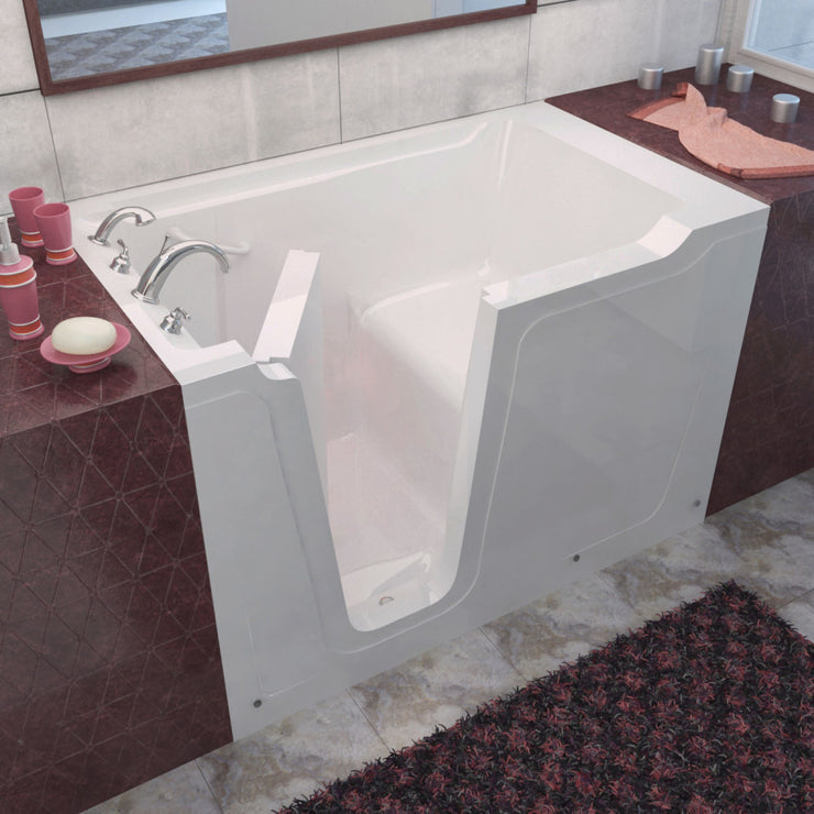 MediTub 3660 Walk-In-Tub 36 x 60 White Bathtub, Whirpool & Air Jets Add-Ons 3660RWS