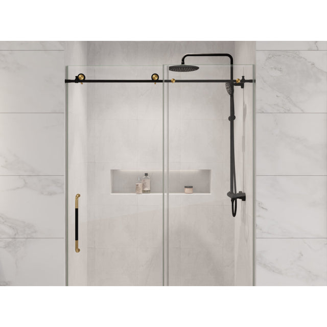 ANZZI Madam Series 48 in. by 76 in. Frameless Sliding Shower Door with Handle SD-AZ13-01MB