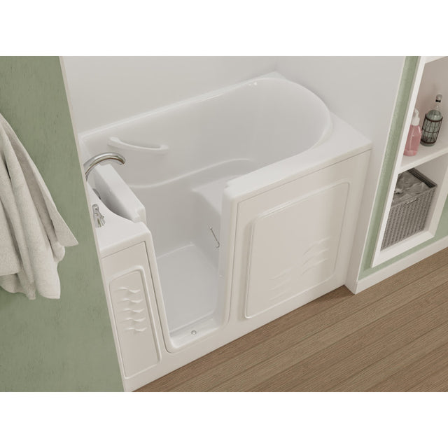 ANZZI 30 in. x 53 in. Left Drain Quick Fill Walk-In Soaking Tub in White AMZ3053LWS