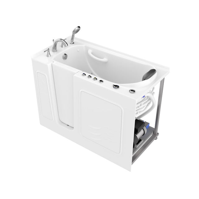 ANZZI 53 - 60 in. x 26 in. Left Drain Air and Whirlpool Jetted Walk-in Tub in White AMZ5326LWD