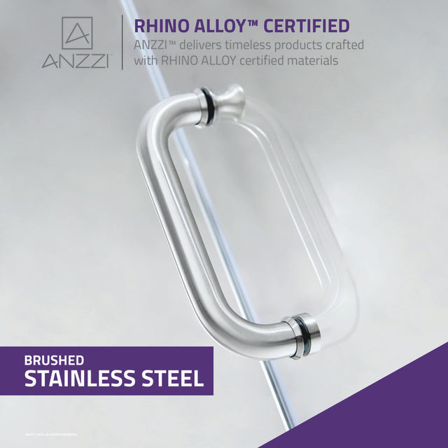 ANZZI Lone Series 60 in. by 76 in. Frameless Sliding Shower Door in Brushed Nickel with Handle SDR-AZ8077-02BN