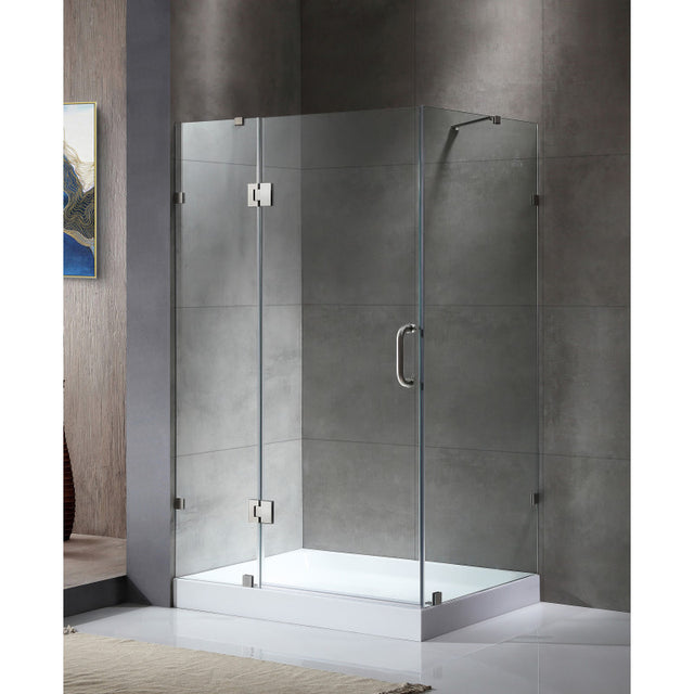 ANZZI Archon 46 in. x 72 in. Framed Hinged Shower Door in Chrome with Port 36 x 48 in. Shower Base in White