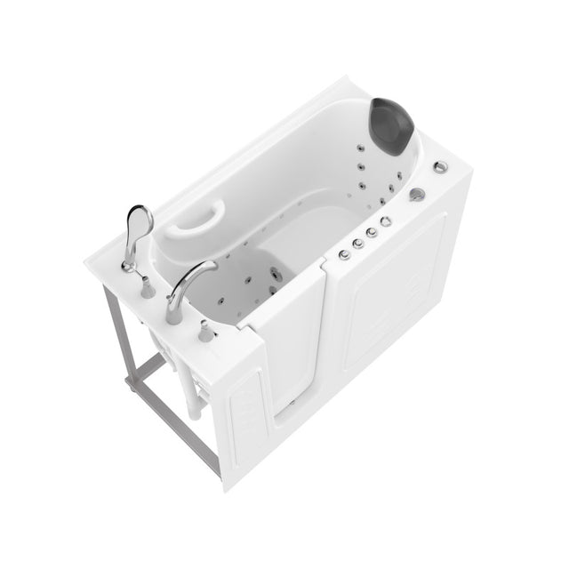 ANZZI 53 - 60 in. x 26 in. Left Drain Air and Whirlpool Jetted Walk-in Tub in White AMZ5326LWD