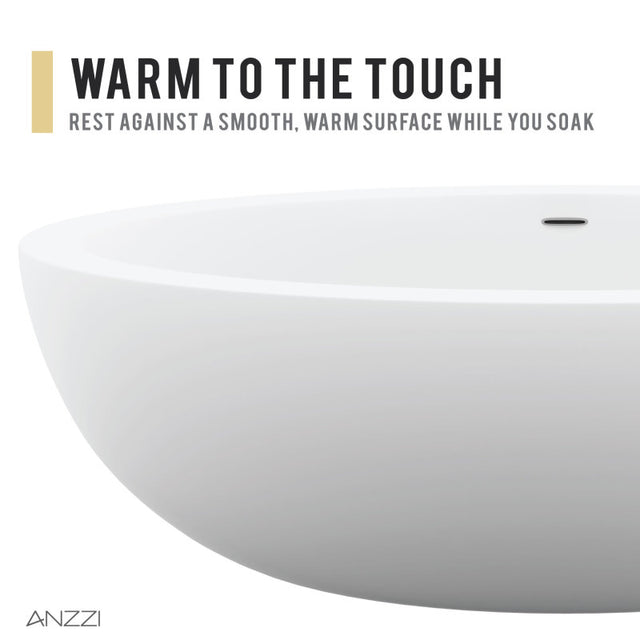 ANZZI Lusso 6.3 ft. Solid Surface Center Drain Freestanding Bathtub FT-AZ504