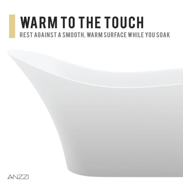 ANZZI Tuasavi 5.6 ft. Solid Surface Center Drain Freestanding Bathtub FT-AZ8418