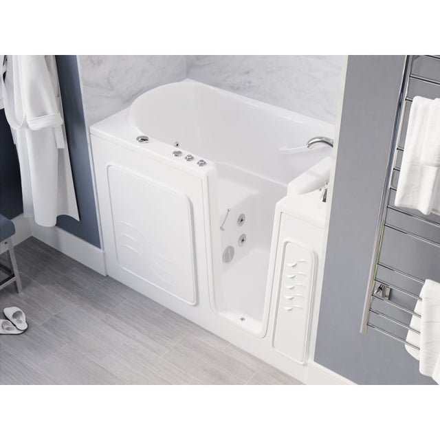 ANZZI 30 in. x 53 in. Right Drain Quick Fill Walk-In Whirlpool Tub with Powered Fast Drain in White AMZ3053RWH