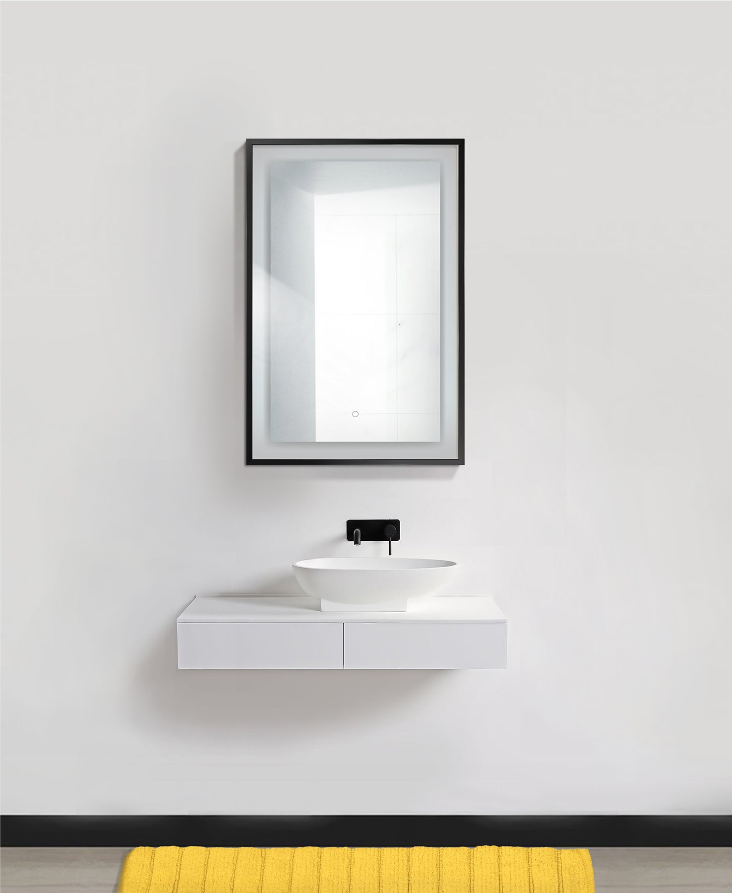Krugg Soho 24″ X 36″ Black LED Bathroom Mirror SOHO2436B