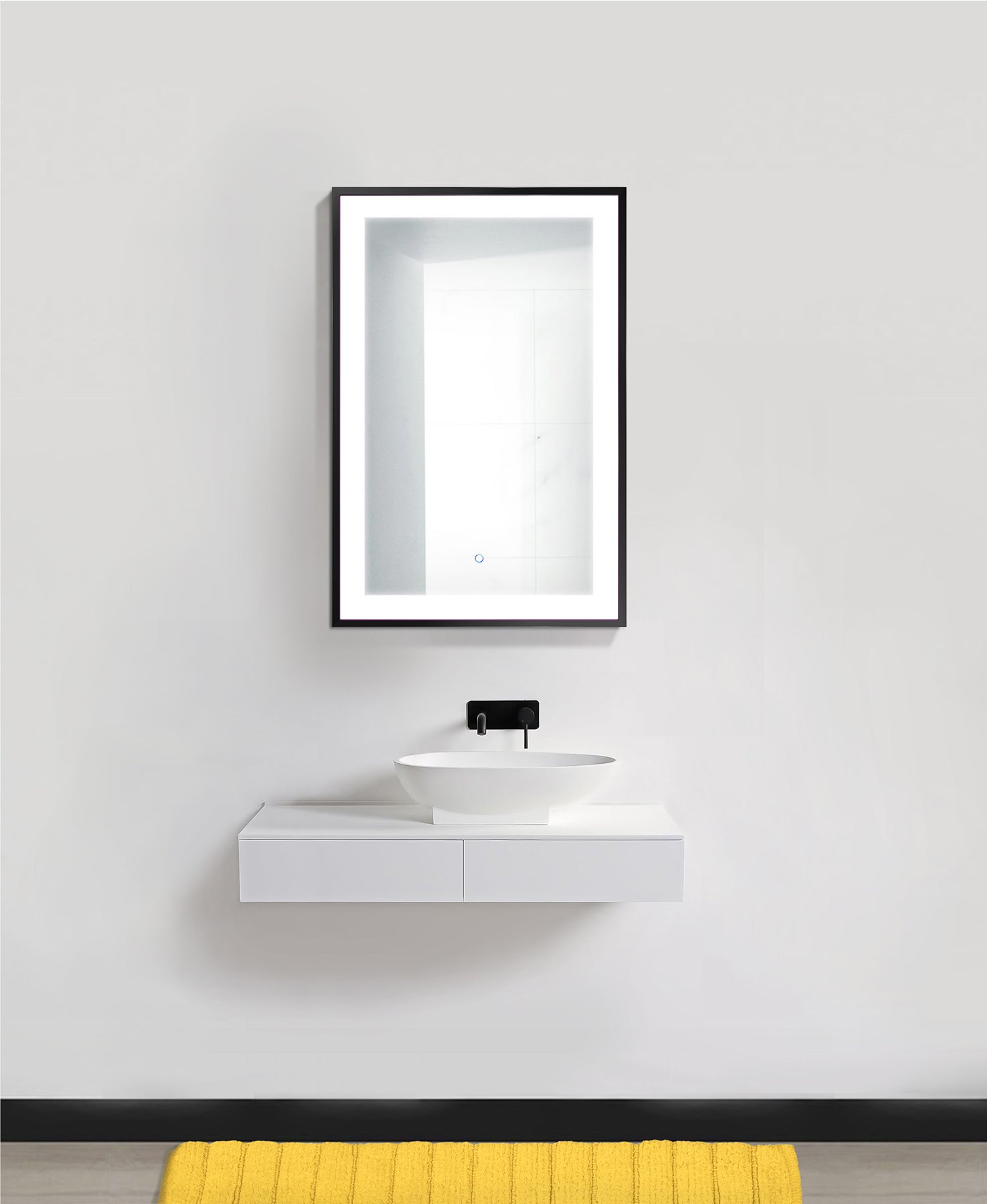 Krugg Soho 24″ X 36″ Black LED Bathroom Mirror SOHO2436B