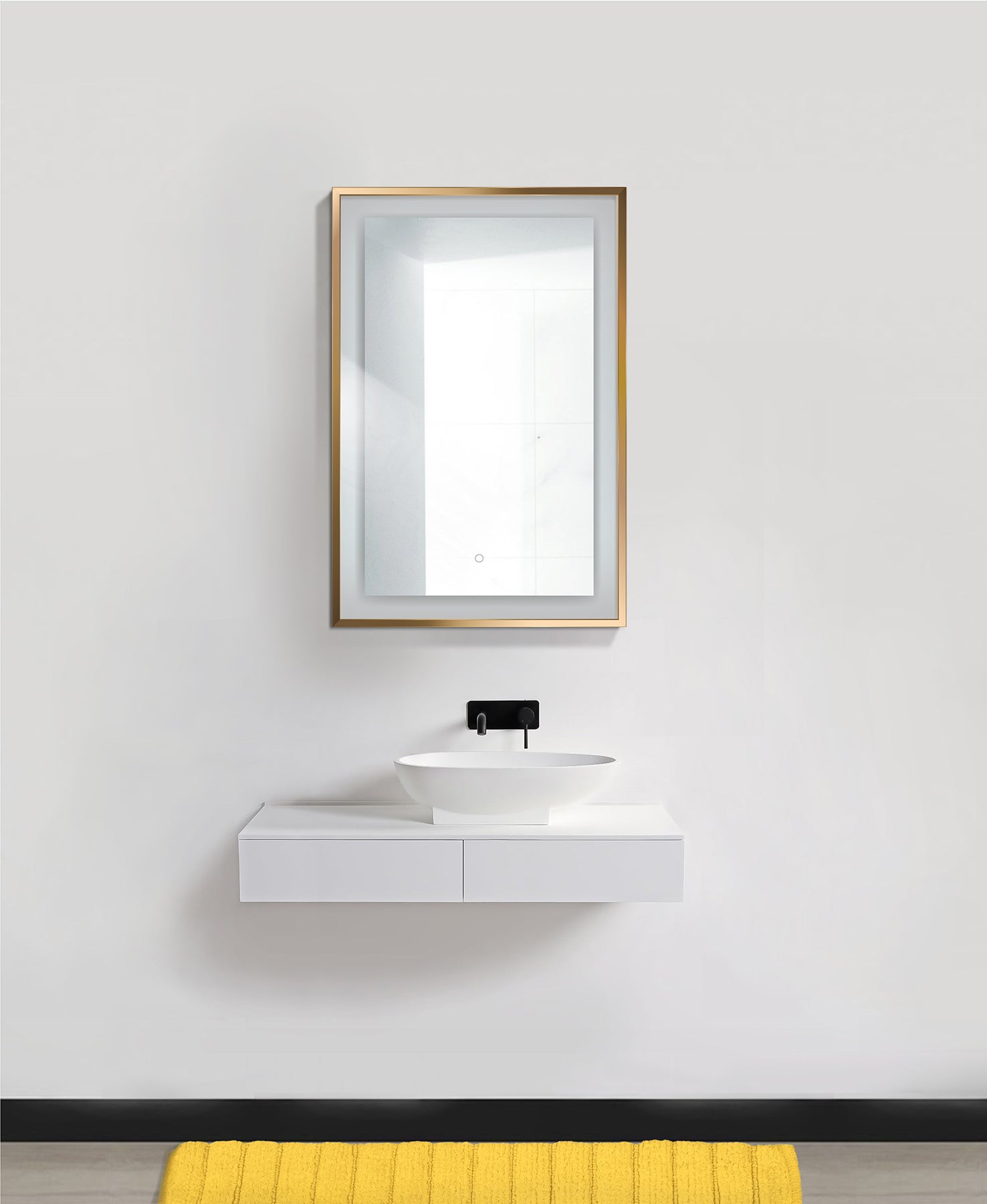 Krugg Soho 24″ X 36″ Gold LED Bathroom Mirror SOHO2436G