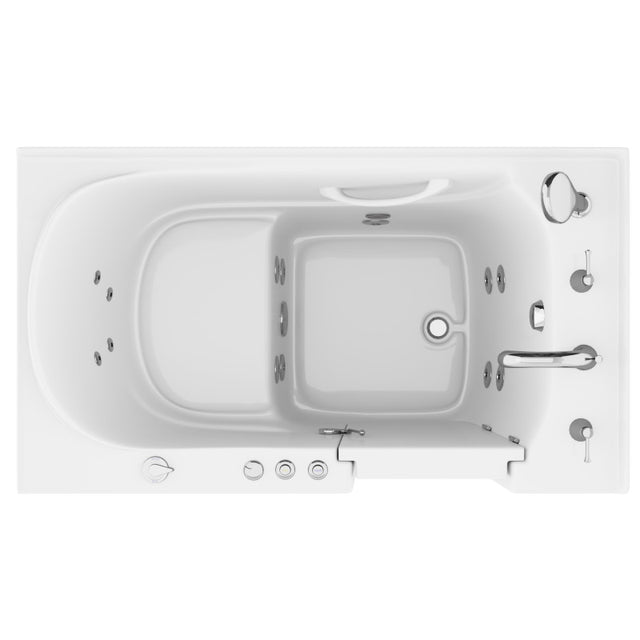 ANZZI 30 in. x 53 in. Right Drain Quick Fill Walk-In Whirlpool Tub with Powered Fast Drain in White AMZ3053RWH