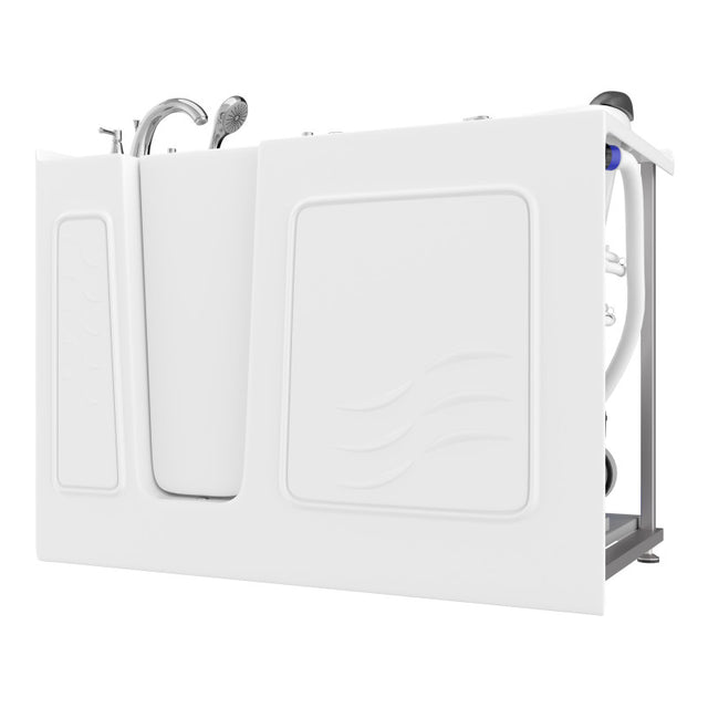 ANZZI 53 - 60 in. x 26 in. Left Drain Air and Whirlpool Jetted Walk-in Tub in White AMZ5326LWD