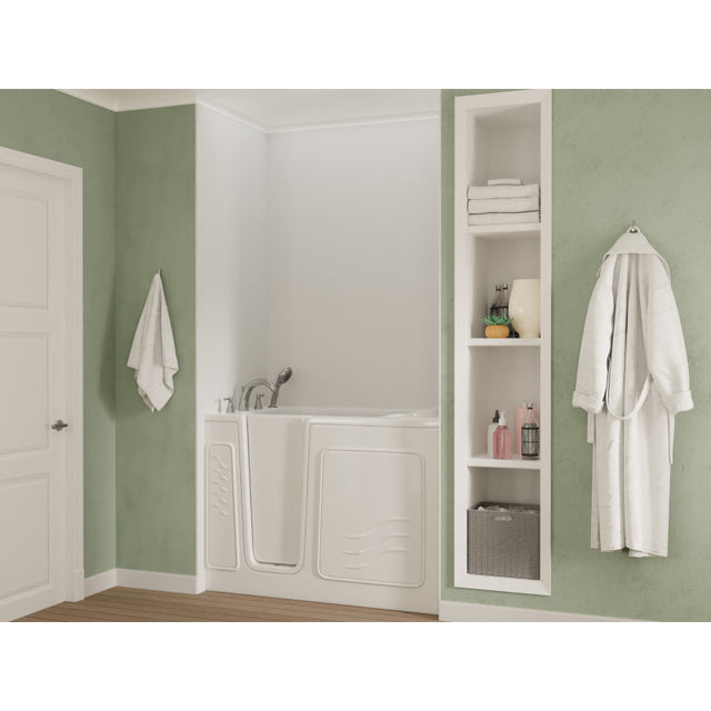 ANZZI 30 in. x 53 in. Left Drain Quick Fill Walk-In Soaking Tub in White AMZ3053LWS