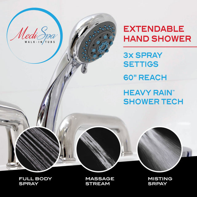 ANZZI 27 in. x 53 in. Left Drain Walk-In Whirlpool and Air Tub with Total Spa Suite in White 2753WILWD