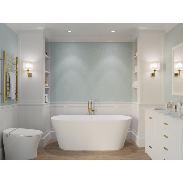 ANZZI Rossetto 5.6 ft. Solid Surface Center Drain Freestanding Bathtub FT-AZ503