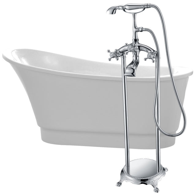ANZZI Prima 67 in. Acrylic Flatbottom Non-Whirlpool Bathtub with Tugela Faucet FTAZ095-0052C