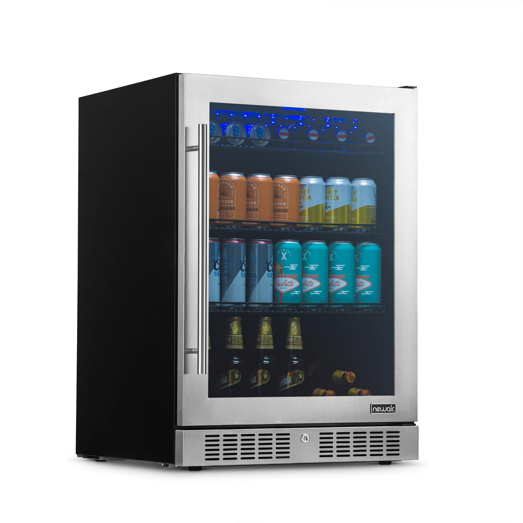 Newair 24” Built-in Premium 224 Can Beverage Fridge with Color Changing LED Lights