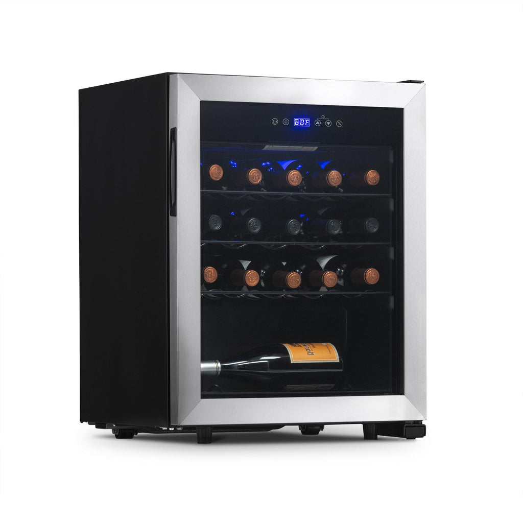 Newair Freestanding 23 Bottle Compressor Wine Fridge in Stainless Steel, Adjustable Racks and Exterior Digital Thermostat