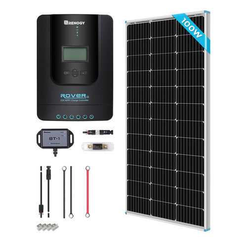 Renogy New 100 Watt 12 Volt Solar Premium Kit RNG-KIT-PREMIUM100D-RVR20-US