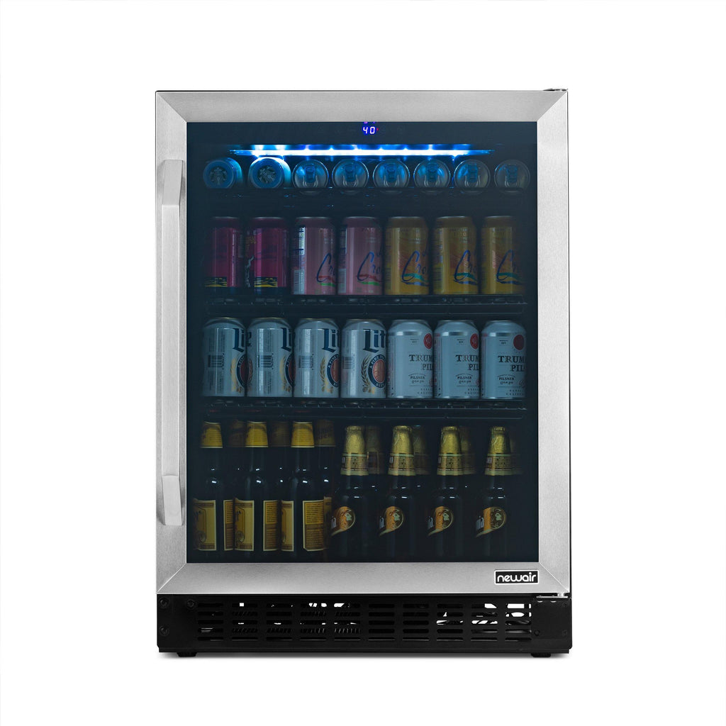 Newair FlipShelf™ 24" 162 Can or 54 Bottle, Built-in or Freestanding Wine and Beverage Fridge with Reversible Shelves