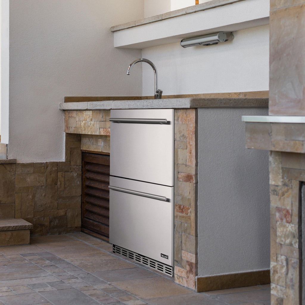 Newair 24” Outdoor Wine and Beverage Dual Drawer Fridge, 20 Bottle and 80 Can Capacity Built-in or Freestanding