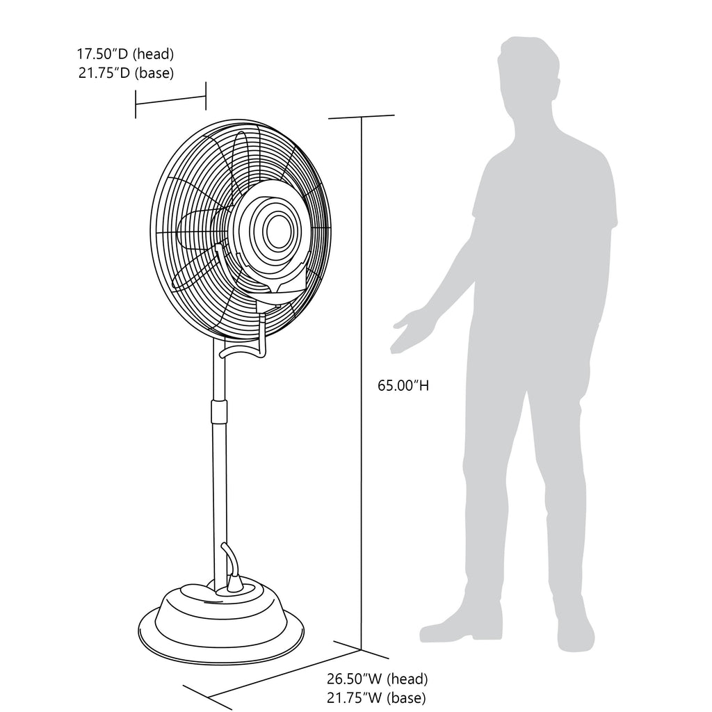 Newair 24” Pedestal Misting Fan with 8700 CFM of Power, Adjustable Mist Settings, Water Tank and 3 Fan Speeds, Perfect for the Patio, Back Yard, or Outdoor Dining Space