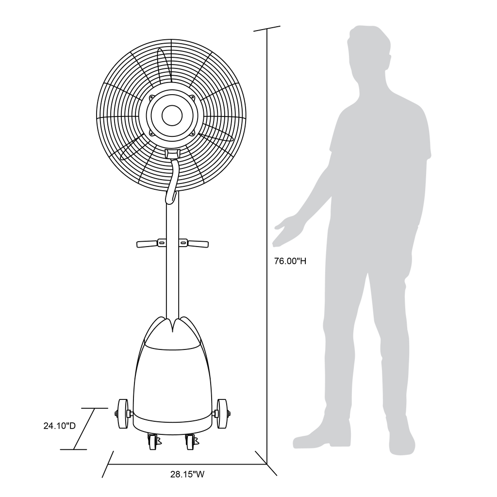 Newair 26” Pedestal Misting Fan with 8700 CFM of Power, Adjustable Mist Settings, Water Tank and 3 Fan Speeds, Perfect for the Patio, Back Yard, or Outdoor Dining Space